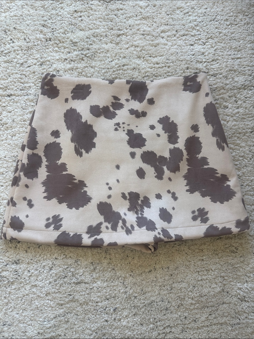 Women's Beige and Brown cow print Mini Skirt